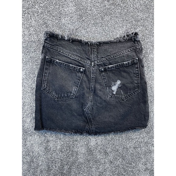 BDG Urban‎ Outfitters Skirt Womens XS Denim Fringed Edge Pocket Distressed Black - Picture 2 of 9
